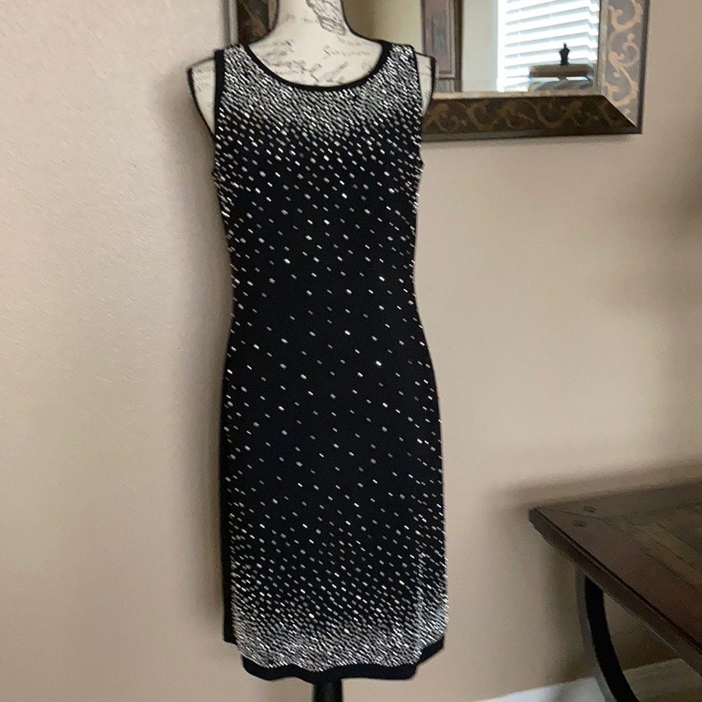 Custom-Made Lined Front-Sided Studded Cocktail Dress